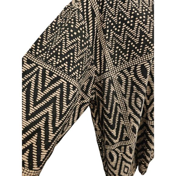 Chicos large coatigan heavy twill cotton button front brown black Aztec EUC L - Picture 3 of 8